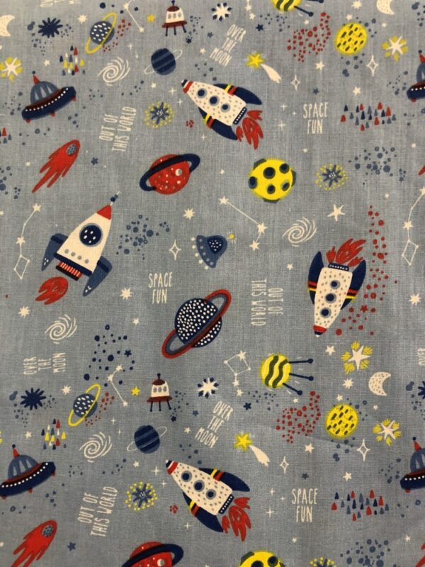 Παιδική μαξιλαροθήκη ύπνου μπλε με πύραυλους και πλανήτες