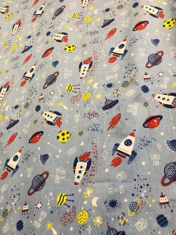 Παιδική μαξιλαροθήκη ύπνου μπλε με πύραυλους και πλανήτες