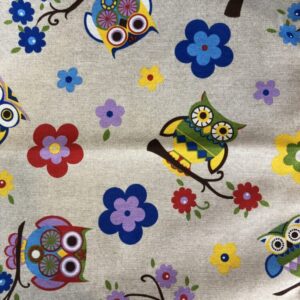 Ύφασμα λονέτα παιδικό OWLS & FLOWERS